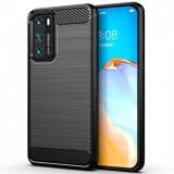 OEM Huawei P40 szilikon tok, hátlaptok, telefon tok, karbon mintás, fekete, Carbon case