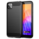 OEM Huawei Y5P szilikon tok, hátlaptok, telefon tok, karbon mintás, fekete, Carbon case