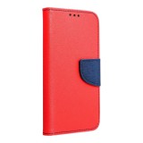 OEM Huawei Y6 II könyvtok, fliptok, telefon tok, szilikon keretes, bankkártyatartós, mágneszáras, piros-sötétkék, Fancy