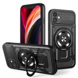 OEM iPhone 11 Defender Armor Mag tok – mágneses, MagSafe kompatibilis, kitámasztható, ütésálló, fekete