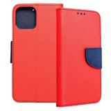 OEM iPhone 11 Pro Max könyvtok, fliptok, telefon tok, bankkártyatartós, mágneszáras, piros-sötétkék, Fancy