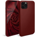 OEM iPhone 11 Pro Max szilikon tok, hátlaptok, telefon tok, matt, bordó