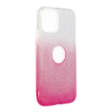 OEM iPhone 11 Pro szilikon tok, hátlaptok, telefon tok, csillámos, pink-ezüst, Shining Case