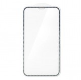 OEM iPhone 11 Pro / X / XS üvegfólia, tempered glass, előlapi, 3D, edzett, hajlított, fekete-kék kerettel, Diamond