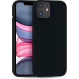 OEM iPhone 11 szilikon tok, hátlaptok, telefon tok, velúr belsővel, matt, fekete, Silicone