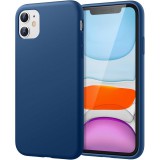 OEM iPhone 11 szilikon tok, hátlaptok, telefon tok, velúr belsővel, matt, kék, Silicone