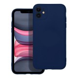 OEM iPhone 11 szilikon tok, hátlaptok, telefon tok, velúr belsővel, matt, sötétkék, Silicon