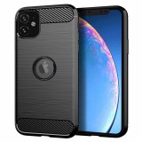 OEM iPhone 12 Mini szilikon tok, hátlaptok, telefon tok, karbon mintás, fekete, Carbon case