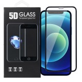 OEM iPhone 12 Mini üvegfólia, tempered glass, előlapi, 5D, edzett, hajlított, fekete kerettel