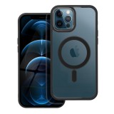 OEM iPhone 12 Pro Max hátlaptok, telefon tok, MagSafe kompatibilis, átlátszó, fekete kerettel, Color Edge Mag Cover