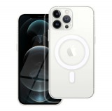 OEM iPhone 12 Pro Max hátlaptok, TPU telefon tok, MagSafe kompatibilis, átlátszó, kamera védelemmel, Mag Cover
