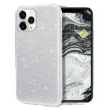 OEM iPhone 12 Pro Max szilikon tok, hátlaptok, telefon tok, csillámos, ezüst, Glitter