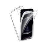 OEM iPhone 12 Pro Max telefon tok, szilikon előlap+műanyag hátlap, elő+hátlapi, 360 fokos védelem, átlátszó
