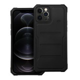 OEM iPhone 12 Pro Max ütésálló hátlap tok, telefon tok, mikroszálas belsővel, kamera védelemmel, fekete, Heavy Duty