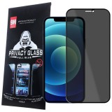 OEM iPhone 12 Pro Max üvegfólia, tempered glass, előlapi, edzett, hajlított, fekete kerettel, betekintés védelemmel, Privacy