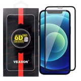 OEM iPhone 12 Pro Max üvegfólia, tempered glass, előlapi, edzett, hajlított, fekete kerettel, Veason 6D Pro