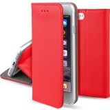 OEM iPhone 13 könyvtok, fliptok, telefon tok, szilikon keretes, mágneszáras, piros