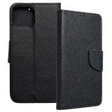 OEM iPhone 13 Mini könyvtok, fliptok, telefon tok, bankkártyatartós, mágneszáras, fekete, Fancy