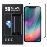 OEM iPhone 13 Mini üvegfólia, tempered glass, előlapi, 5D, edzett, hajlított, fekete kerettel