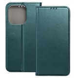 OEM iPhone 13 Pro könyvtok, fliptok, telefon tok, mágneszáras, bankkártyatartós, zöld, Smart Magnetic