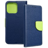 OEM iPhone 13 Pro Max könyvtok, fliptok, telefon tok, bankkártyatartós, mágneszáras, sötétkék-zöld, Fancy