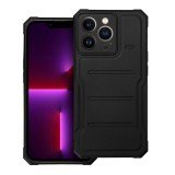 OEM iPhone 13 Pro ütésálló hátlap tok, telefon tok, mikroszálas belsővel, kamera védelemmel, fekete, Heavy Duty