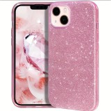 OEM iPhone 13 szilikon tok, hátlaptok, telefon tok, csillámos, pink, Glitter