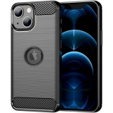 OEM iPhone 13 szilikon tok, hátlaptok, telefon tok, karbon mintás, fekete, Carbon case