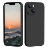 OEM iPhone 13 szilikon tok, hátlaptok, telefon tok, velúr belsővel, matt, fekete, Silicon