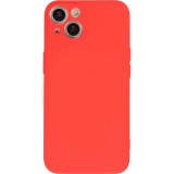 OEM iPhone 13 szilikon tok, hátlaptok, telefon tok, velúr belsővel, matt, piros, Silicon