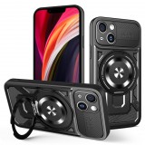OEM iPhone 14 Defender Armor Mag tok – mágneses, MagSafe kompatibilis, kitámasztható, ütésálló, fekete