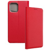 OEM iPhone 14 könyvtok, fliptok, telefon tok, mágneszáras, bankkártyatartós, piros