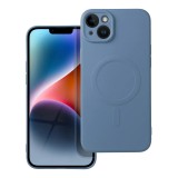 OEM iPhone 14 Plus (6,7") telefon tok, szilikon tok, magsafe, mikroszálas belső, kék, Silicone Mag Cover