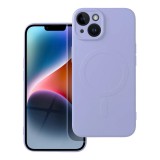 OEM iPhone 14 Plus (6,7") telefon tok, szilikon tok, magsafe, mikroszálas belső, lila, Silicone Mag Cover