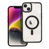 OEM iPhone 14 Plus hátlaptok, telefon tok, MagSafe kompatibilis, átlátszó, fekete kerettel, Color Edge Mag Cover
