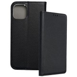 OEM iPhone 14 Plus könyvtok, fliptok, telefon tok, bankkártyatartós, mágneszáras, fekete, Smart Case book