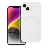 OEM iPhone 14 Plus szilikon tok, hátlap tok, telefon tok, bankkártya tartóval, fehér, Card