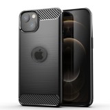 OEM iPhone 14 Plus szilikon tok, hátlaptok, telefon tok, karbon mintás, fekete, Carbon case