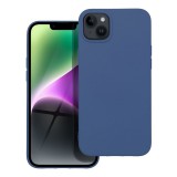 OEM iPhone 14 Plus szilikon tok, hátlaptok, telefon tok, velúr belsővel, matt, kék, Silicone