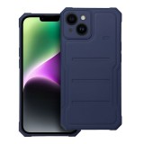 OEM iPhone 14 Plus ütésálló hátlap tok, telefon tok, mikroszálas belsővel, kamera védelemmel, sötétkék, Heavy Duty