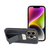 OEM iPhone 14 Pro hátlap tok, telefon tok, műbőr, kitámasztható, fekete, Leather