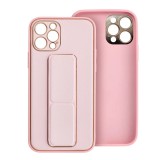 OEM iPhone 14 Pro Max hátlap tok, telefon tok, műbőr, kitámasztható, rózsaszín, Leather