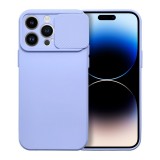 OEM iPhone 14 Pro Max szilikon tok, hátlap tok, kamera védelemmel, levendula színű, SLIDE Case