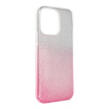 OEM iPhone 14 Pro Max szilikon tok, hátlaptok, telefon tok, csillámos, pink-ezüst, Shining Case