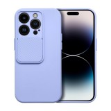 OEM iPhone 14 Pro szilikon tok, hátlap tok, kamera védelemmel, levendula színű, SLIDE Case