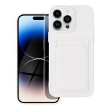 OEM iPhone 14 Pro szilikon tok, hátlap tok, telefon tok, bankkártya tartóval, fehér, Card