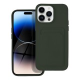 OEM iPhone 14 Pro szilikon tok, hátlap tok, telefon tok, bankkártya tartóval, zöld, Card