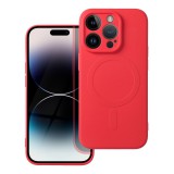 OEM iPhone 14 Pro szilikon tok, hátlaptok, TPU telefon tok, MagSafe kompatibilis, piros, Mag Cover
