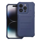 OEM iPhone 14 Pro ütésálló hátlap tok, telefon tok, mikroszálas belsővel, kamera védelemmel, sötétkék, Heavy Duty