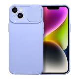 OEM iPhone 14 szilikon tok, hátlap tok, kamera védelemmel, levendula színű, SLIDE Case